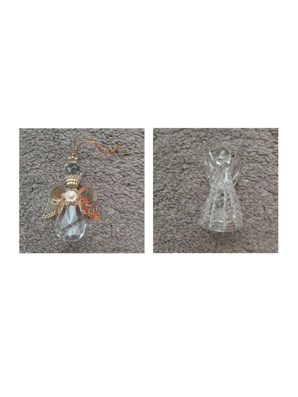 Vintage Faceted Acrylic Crystal Angel Ornament Set (Pair of 2)